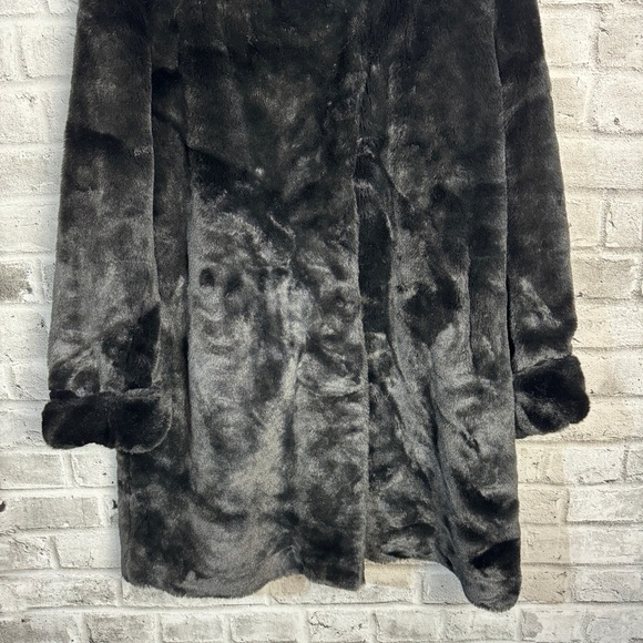 Vintage Faux Fur Mid Thigh Black Coat - Picture 4 of 12